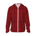 thumbnail image 1 of Fotbe Red Black Houndstooth Chaqueta con Protección Solar UPF 50+ para Hombre y Mujer, Camisa con Capucha y Bolsillos-Medium, 1 of 7