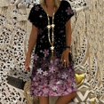 thumbnail image 1 of WILLBEST Garden Party Dresses pour Femmes Robe Décontractée à Manches Courtes Imprimée Col en V, 1 of 4