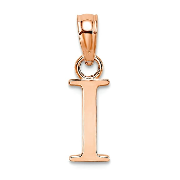 14k Rose Gold I Block Letter Name Personalized Monogram Initial High Polish Charm Pendant Necklace for Women