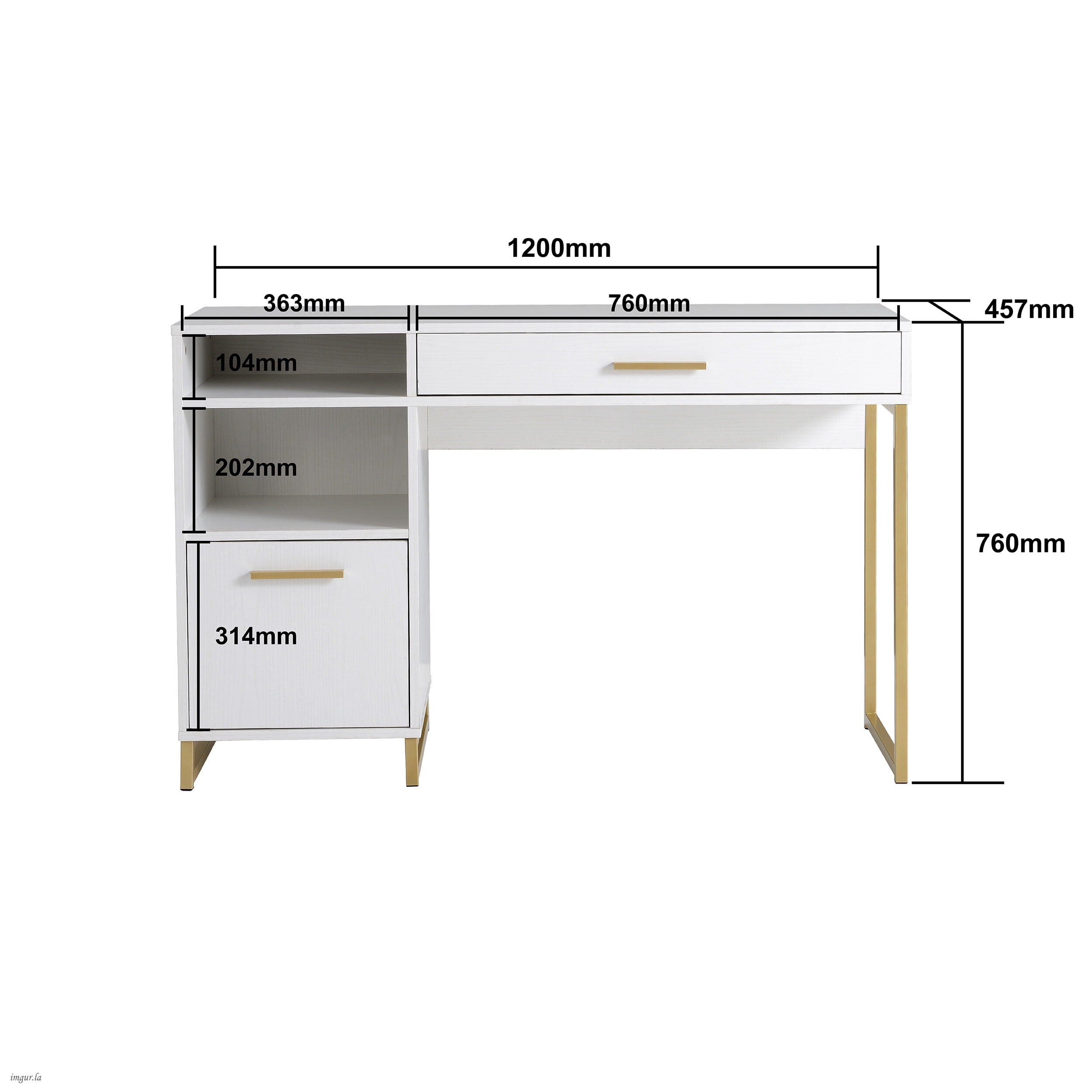 Mainstays Wood & Metal Accents Writing Desk with Drawer and Door for Teen/Adult, White
