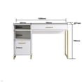 thumbnail image 2 of Mainstays Wood & Metal Accents Writing Desk with Drawer and Door for Teen/Adult, White, 2 of 7