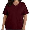 thumbnail image 2 of Hfnxid Womens Scrub Top Plus Size V Neck Short Sleeve T Shirts Loose Fit Breathable Nursing Tops Summer Lightweight Work Uniform Top Wine XXXXL, 2 of 7