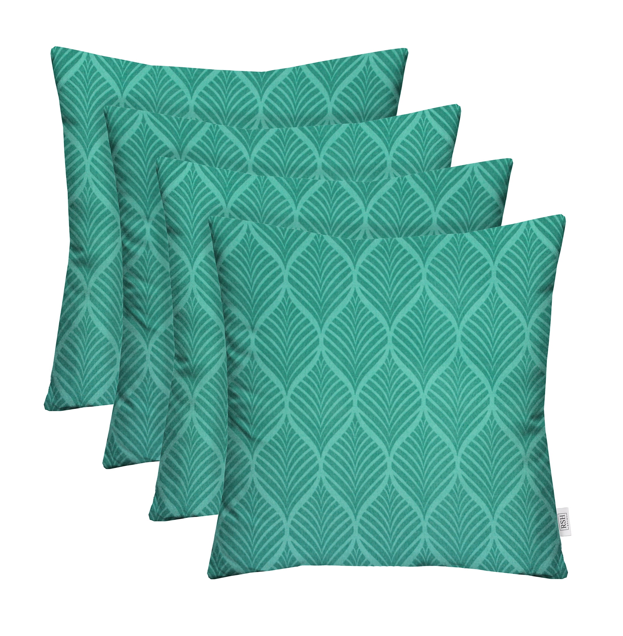 RSH Décor Indoor Outdoor Set of 4 Pillows, 24" x 24", Fenbrook Teal