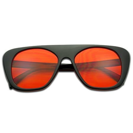Oversized Squared Black Frame Sunglasses with Therapy Translucent Red Tinted Lens - New Oversize Stylish Sunglass for Men and Women