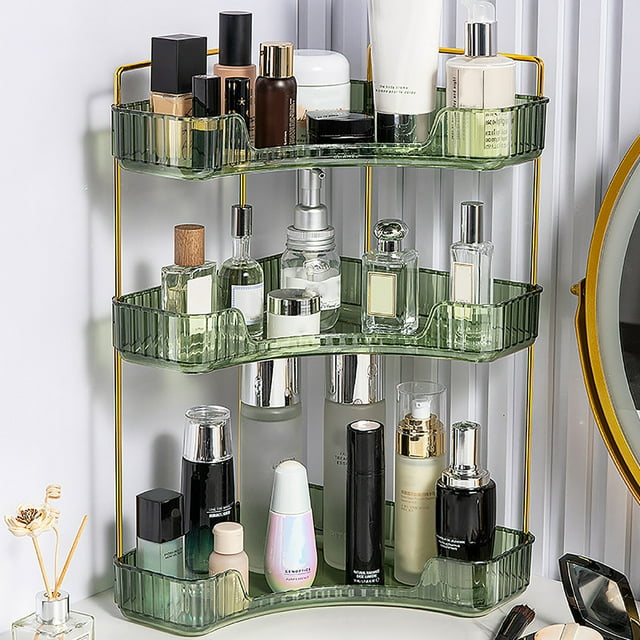 RYRDWP 360 Rotating Cosmetics Storage Rack Corner Toilet Storage Box Light Luxury Bedroom Jewelry Cosmetics Decoration Storage Rack