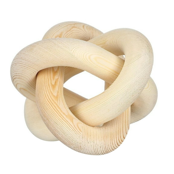 Kripyery Rustic Wood Chain Link Decor - 3-Link Hand Carved Wood Knot Decor Accent for Living Room Bedroom Office Coffee Table Decor