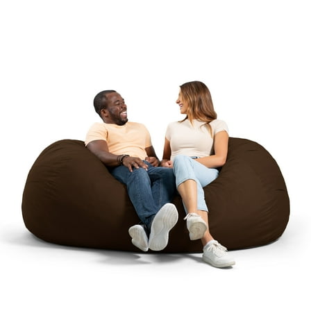 Big Joe Fuf 6Ft Giant Lounger Foam Bean Bag Chair, Oversized Couch with Removable Cover for Kids, Teens, Adults, Cocoa Lenox, Durable Woven Polyester, 6 foot