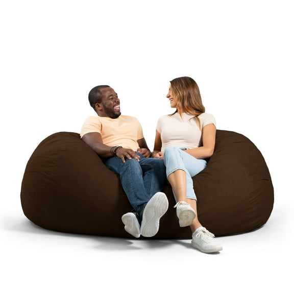 Big Joe Fuf 6Ft Giant Lounger Foam Bean Bag Chair, Oversized Couch with Removable Cover for Kids, Teens, Adults, Cocoa Lenox, Durable Woven Polyester, 6 foot