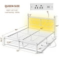 thumbnail image 3 of EnHomee Queen Size Metal Bed Frame with Headboard Metal Platform Bed Frame with Storage Platform Metal Bed Frame Queen with LED Lights, Noise Free, White, 3 of 8