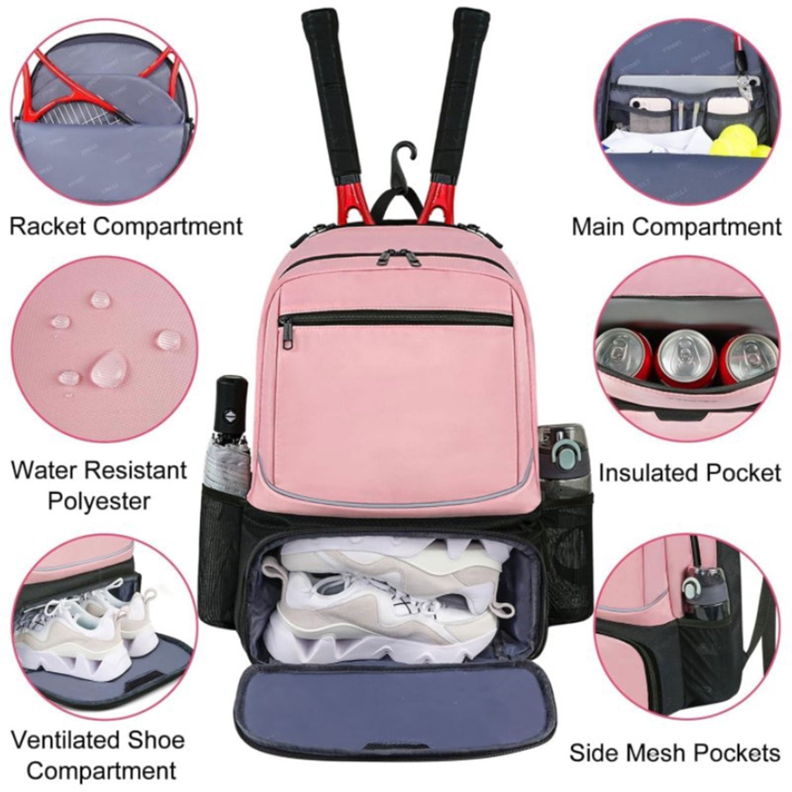 Professional Tennis Racket Bag Sports Badminton Tennis Backpack 2 Rackets Handbag for Women and Men Enduring