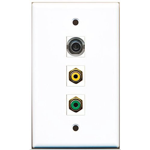 RiteAV - 1 Port RCA Yellow and 1 Port RCA Green and 1 Port 3.5mm Wall Plate
