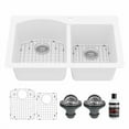 thumbnail image 2 of Karran 33" Drop-In/Top Mount Quartz Composite 1-Hole 60/40 Double Bowl Kitchen Sink Kit in White, 2 of 4