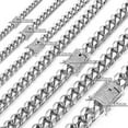 thumbnail image 5 of New Arrival 8mm-18mm Stainless Steel Miami Curb Cuban Chain Bracelet Necklace for Women Men jewelry Casting Crystal Lock, 5 of 6