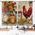 thumbnail image 2 of Farmhouse Vintage Country Rooster Kitchen Curtains Rod Pocket Sunflower Wood Board Rustic Flower Small Short Tier Cafe Retro Red Floral Window Treatment Drape Decor(27.5W X 39L Inch 2 Panels), 2 of 6