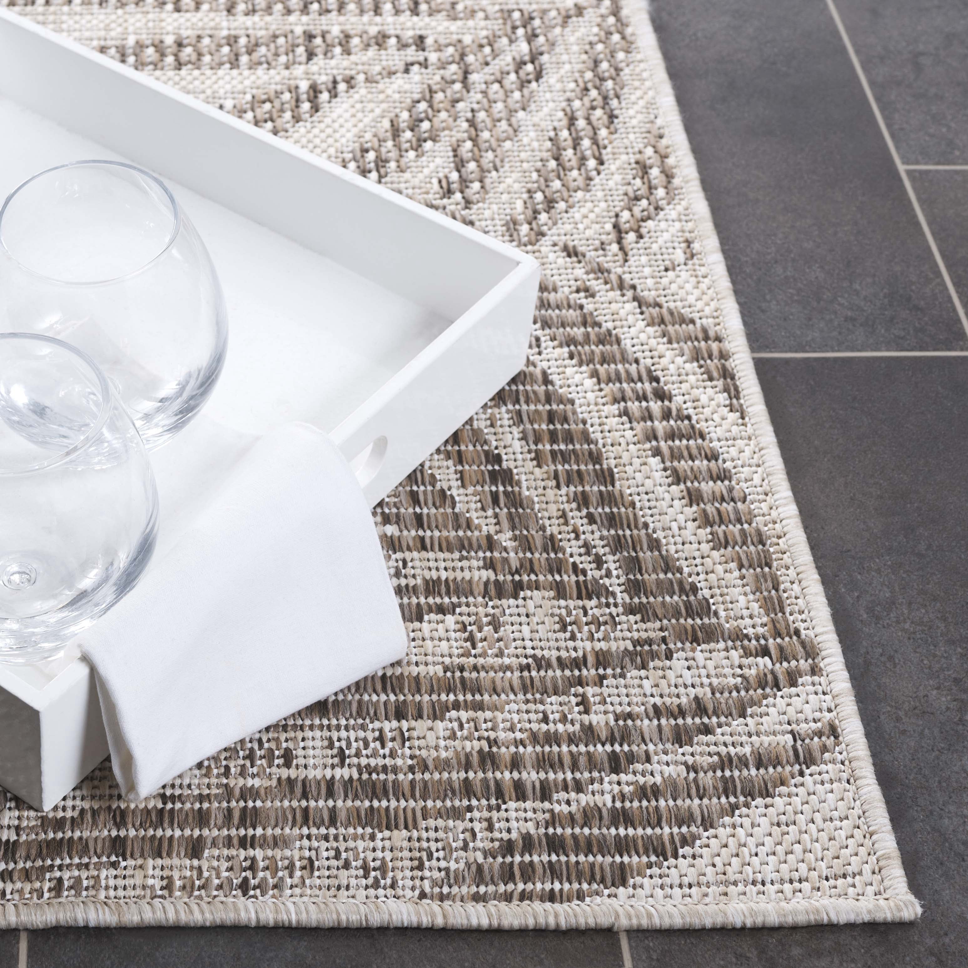 SAFAVIEH Beach House Cherlyn Botanical Indoor/Outdoor Runner Rug, Beige/Brown, 2'2" x 8'