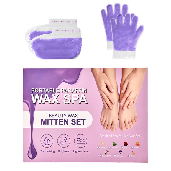 KmaxShip Tratamientos de parafina para manos y pies de 10 minutos Juego de guantes y botines de cera de parafina autónomos para hidratación intensiva en casa (lavanda)