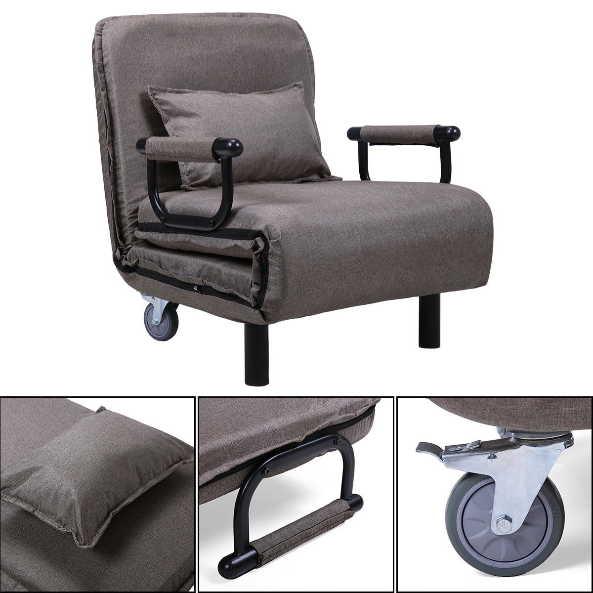 Lowestbest Folding Lazy Sofa Chair, Recliner Chair, Sofa Bed, Floor Chair, Adjustable Sofa Couch Beds, Lounge Chair, Brown Lowestbest Folding Lazy Sofa Chair, Recliner Chair, Sofa Bed, Floor Chair, Adjustable Sofa Couch Beds, Lounge Chair, Brown
