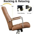 thumbnail image 4 of Office Desk Chair Leather, Conference Room Chairs with Wheels, Modern Executive Office Chairs Adjustable Height, Ergonomic Swivel Rolling Ribbed Computer Chair(Brown), 4 of 14