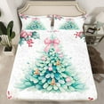 thumbnail image 3 of Manfei Green Xmas Tree Bed Sheets Set Twin Size, Merry Christmas Bedding Twin Size, Bowknot Bell Twin Sheet Sets, Super Cozy Room Decor, 3 Pieces, 3 of 7