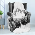 thumbnail image 4 of Victorian Soft Flannel Fleece Blanket, Frightened People Antique Sketch Art Floral Arch Flowers Leaves Western Culture, Cozy Plush for Indoor and Outdoor Use, 50" x 60", Black White, by Ambesonne, 4 of 5