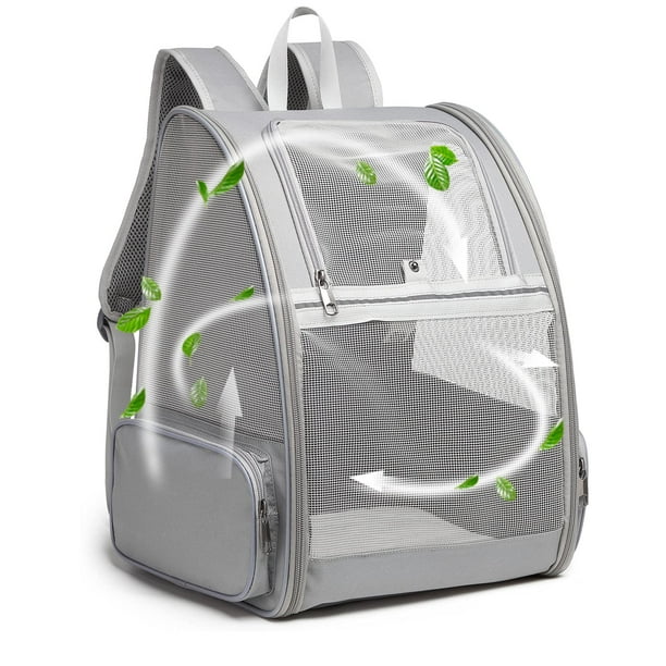 Mochila para mascotas Texsens para gatos pequeños y perros, color gris claro