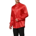 thumbnail image 4 of INSPIRE CHIC Men's Satin Band Collar Long Sleeve Slim Fit Solid Dress Shirts, 4 of 6