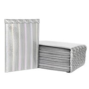 #0 25 pcs 7x9 inch metallic holographic bubble mailers padded envelopes bags with peel and seal for gift, packing and shipping, keep safe and protected, rainbow color (usable size: 6x9 inch)