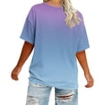 thumbnail image 4 of Hfnxid Plus Size Tops for Women Loose Fit 3/4 Sleeve Shirt Fashion Gradient Crewneck Top Summer Lightweight Comfy Going Out Tshirts Purple XXXXXL, 4 of 7