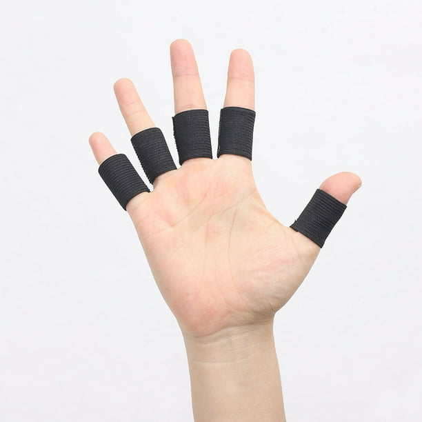 10 piezas de mangas para dedos deportivas elásticas para artritis, protectores de compresión para nudillos, previenen callos (negro)