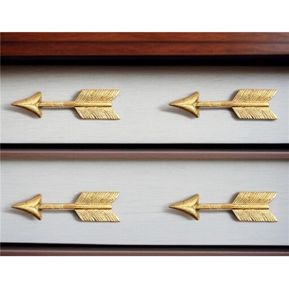 HomeRoots 635772 Brass Cast Aluminum Arrow Drawer Pull Knobs - Set of 6