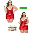 thumbnail image 3 of Avidlove Womens Christmas Lingerie Set Sexy Santa Nightgown Chemise Satin Nightwear Dress(Red,S), 3 of 5