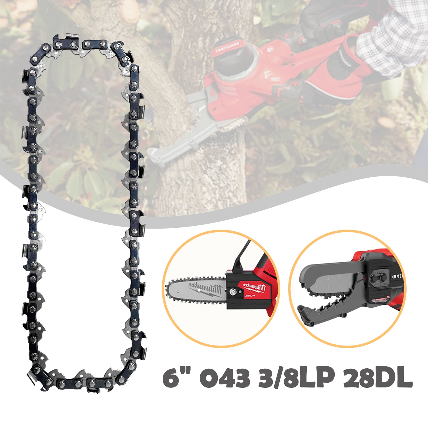 6 inch Chainsaw Chain for Milwaukee 252720 M12 Fuel, Replacement Chain