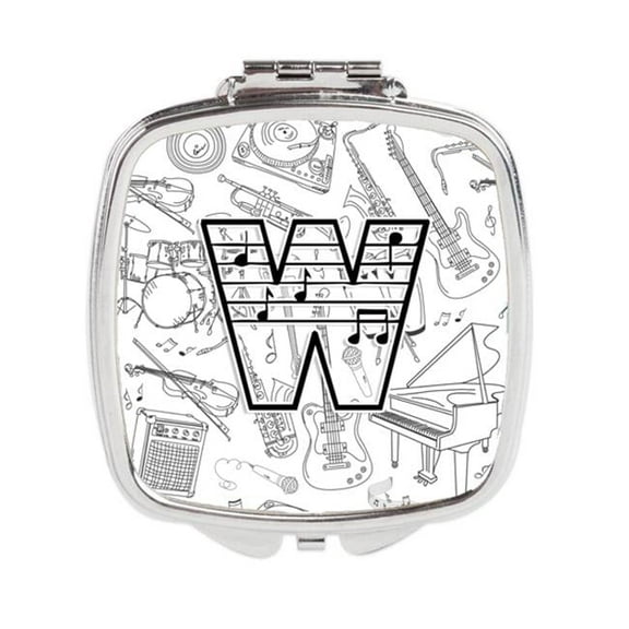 Letter W Musical Note Letters Compact Mirror - White