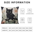 thumbnail image 5 of HENGT  Cat Lovers Gift，Cherokee Rose and Black Cat Pillow Covers Hallowmas Thanksgiving Farmhouse Outdoor Cat Lovers Room Throw Pillowcase Flannel Sofa Couch Decorative Cushion Case, 5 of 5