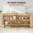 thumbnail image 6 of 58" Modern TV Stand for 65 Inch TV, Entertainment Center with Storage Cabinets and Adjustable Shelves, Fluted TV Cabinet, Wood Media Console Table for Living Room, Bedroom, Natural Oak, 6 of 9