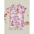 thumbnail image 3 of BemeyourBBs Baby Girls Birthday Pajamas, Short Sleeve Bow Cake Print Jumpsuit, 3 of 9