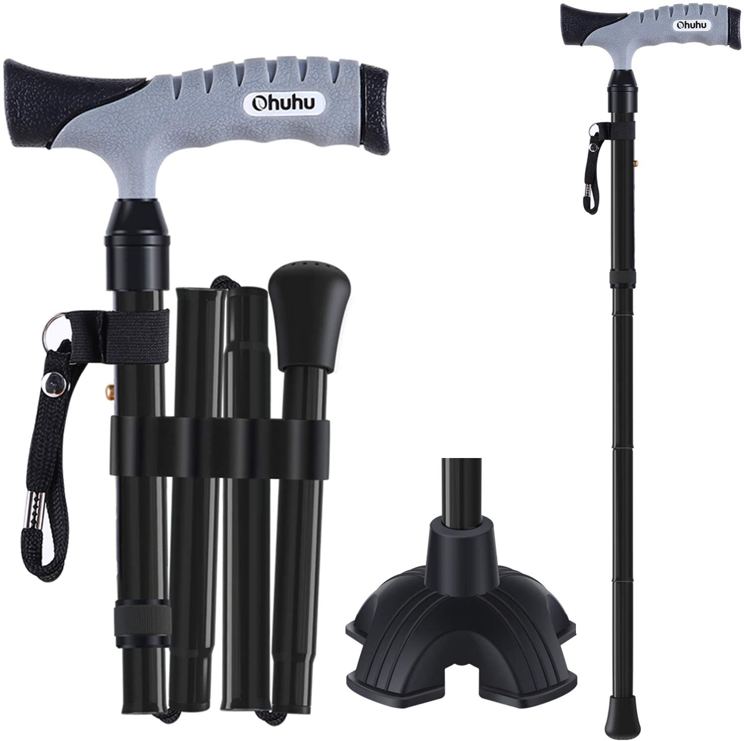 Folding Cane, Ohuhu Adjustable Foldable Walking Cane for Men, Women