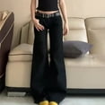 thumbnail image 4 of ClodeEU Women Low Waisted Flared Jeans ,Fashion Vintage Wide Leg Denim Pants Black,Womens Plus L, 4 of 5
