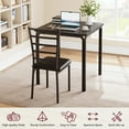 thumbnail image 2 of Jojoka 3 Piece Dining Set for 2, Table and 2 PU Leather Upholstered Chairs, Wood Top Breakfast Dinette for Small Space, Kitchen, Apartment, Dining Room, Rustic Black (Metal Seat Back), 2 of 11