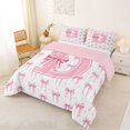 thumbnail image 2 of Erosebridal Girls D Personalized Initial Full Size Comforter Sets 3 Pieces,Teens Kawaii Pink Bowknot Bedding Sets,Pink Reversible, 2 of 6