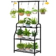 thumbnail image 1 of Soporte para plantas Simple Trending de metal negro de 3 niveles, 1 of 6