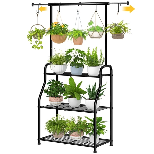 Soporte para plantas Simple Trending de metal negro de 3 niveles