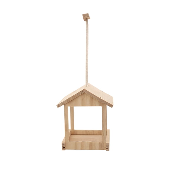 Natural Wood Window Bird Feeder, Hanging Open Style Bird Feeding Station, Unfinished DIY Paintable Outdoor Garden Backyard Bird Watching Feeder