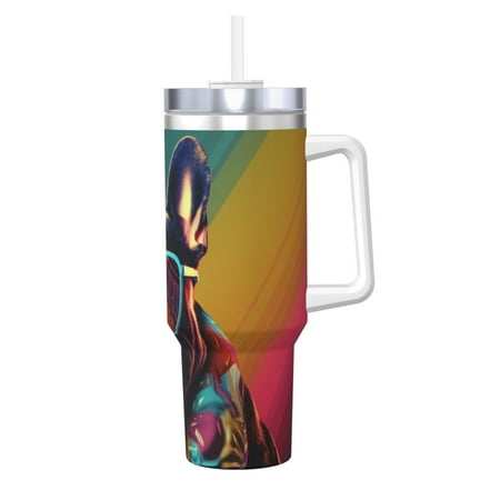 

Matuu Retro Bulldog Sunglasses for 40OZ Ice Cup with Handle Durable Thermal Cups Keep Drinks Cold and Hot Insulated Car Mug with Lid