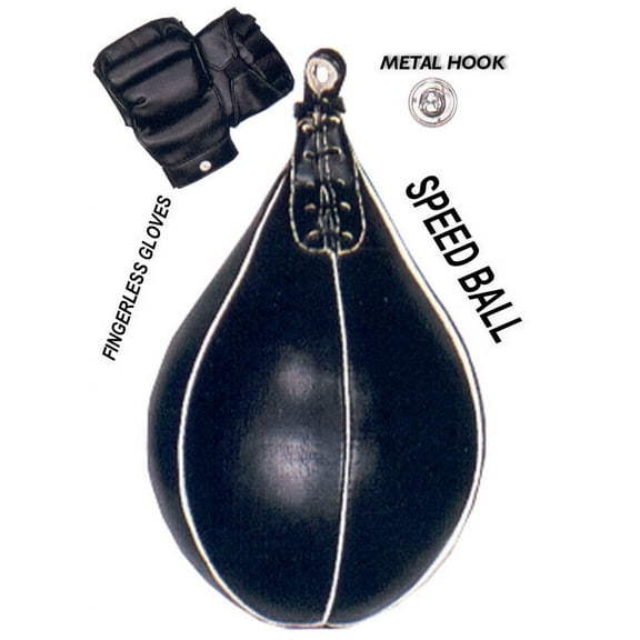 Last Punch Heavy Duty Speed Ball Punching Bag with Gloves & Metal Hook, Black, 3 Piece