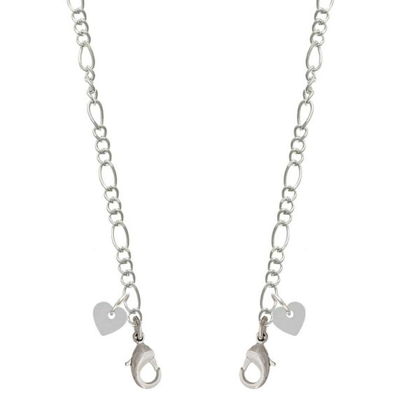 Acrylic 5/16" Imitation Pearl Heart Silvertone Face Mask Necklace