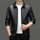 thumbnail image 3 of Abrigo de cuero para hombre, ropa genuina de alta gama, cuello polo informal, nueva chaqueta de piel de oveja negra para otoño para hombre, 3 of 4