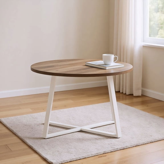 Resenkos 47 Inch Dining Table with Stable X-shaped Base, Round Kitchen Table for Family, Dining Room, Natural