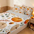 thumbnail image 2 of Erosebridal Cute Harvest Pumpkin Zipper Full Size Comforter Sets with Fitted Sheet and 2 Pillowcases, Retro Acorn Leaf Zipper Bedding Set for Boys Girls, Orange Beige White, Gray Reversible, 2 of 7