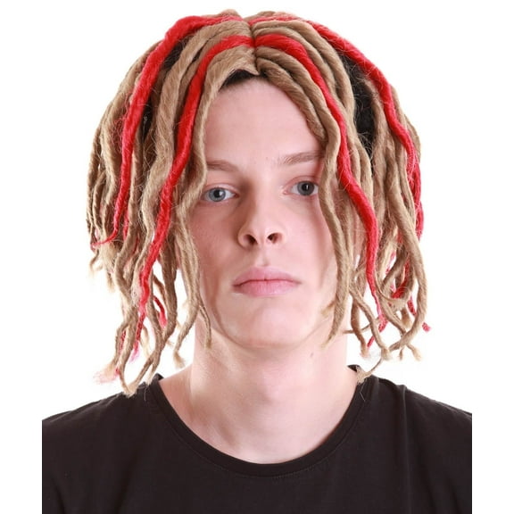 HPO Adult Men's Rapper Dreadlock Wig | Red Blonde Multicolor Cosplay Halloween Wig